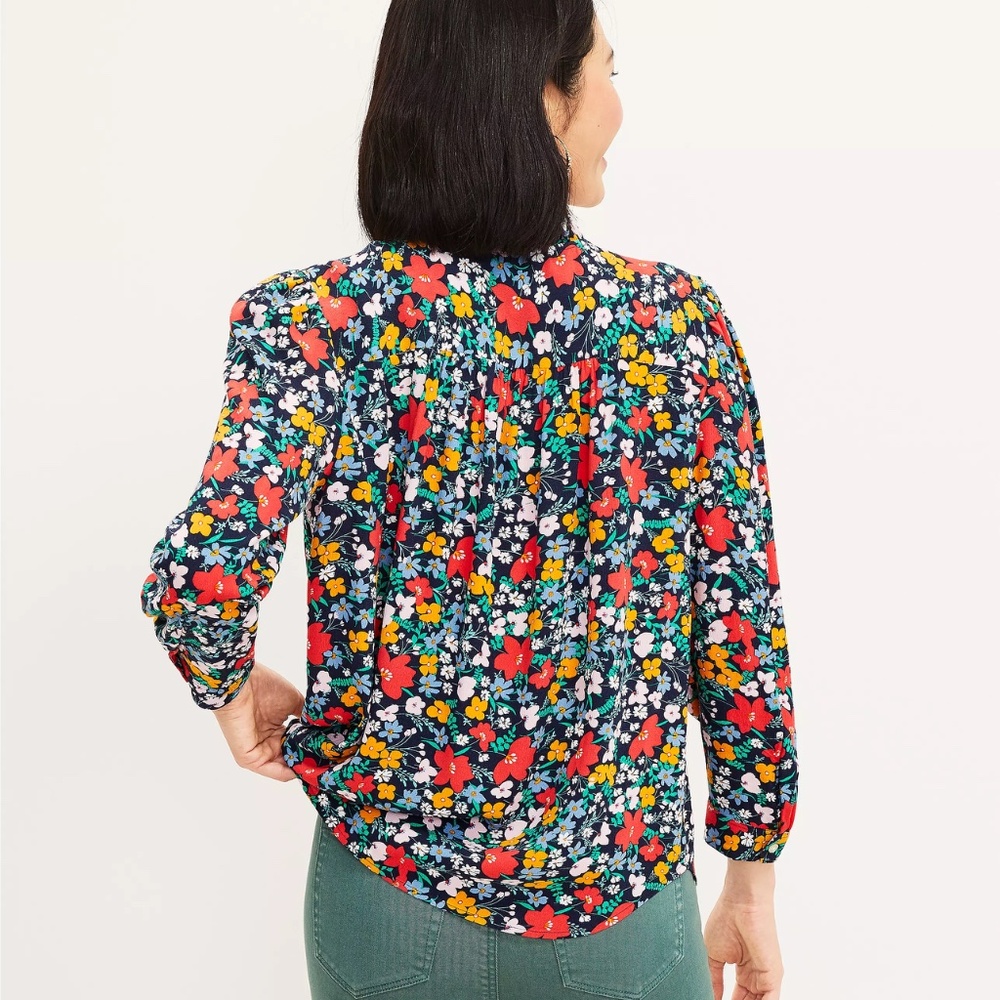 Loft Women's Floral Blouse Size L - Picture 11 of 14